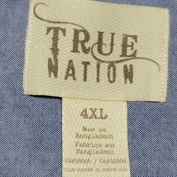 True Nation LS Button Up Blue Western Shirt - Size 4XL - Picture 5 of 6